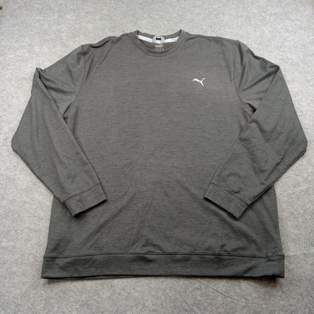 Puma Shirt Mens 2XL Gray Long Sleeve Crewneck Performance Athletic Training